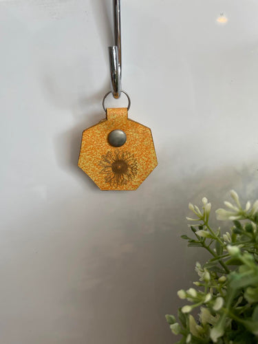 Leather keychain - Sunflower