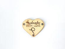 Load image into Gallery viewer, Wooden heart labels - Handmade with love