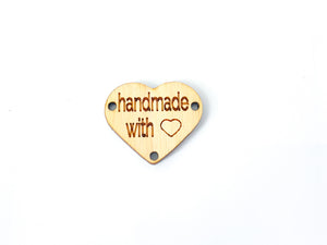Wooden heart labels - Handmade with heart