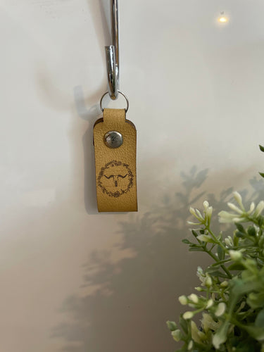 Leather keychain - Cow with flower wreath