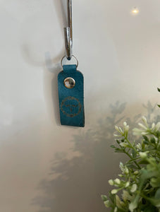 Leather keychain - Cow with flower wreath