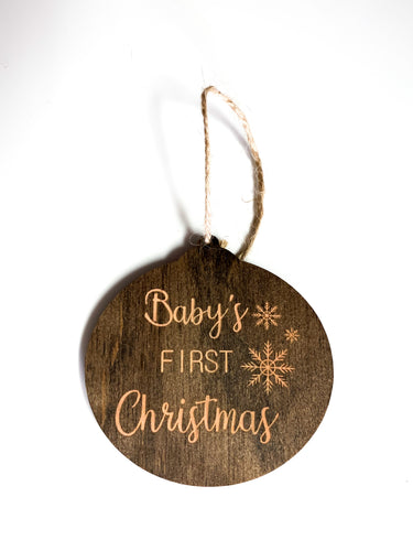 Baby's First Christmas wood ornament