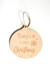Load image into Gallery viewer, Baby&#39;s First Christmas wood ornament
