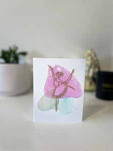 Ballerina greeting card with wooden design