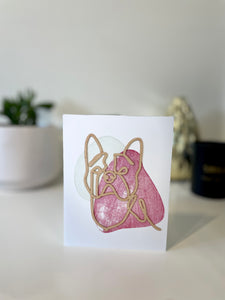 Bulldog greeting card with wooden design