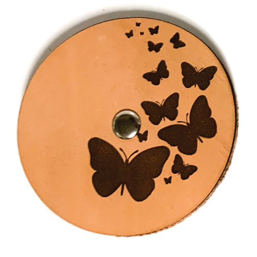 Leather playing card holder - Butterflies