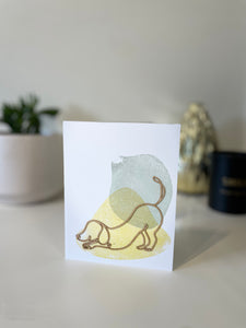 Dog greeting card with wooden design