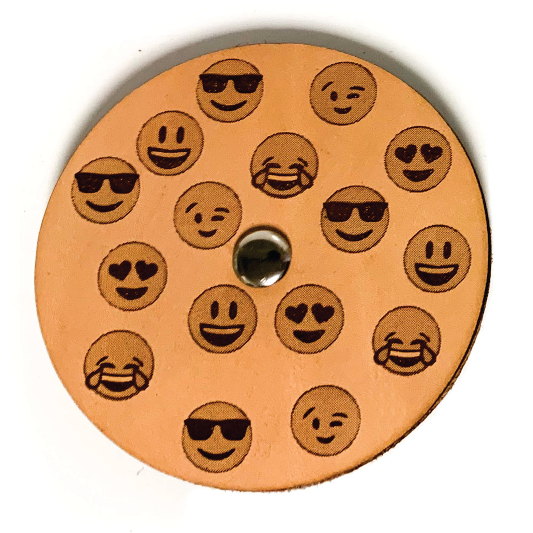 Leather playing card holder - Emoji