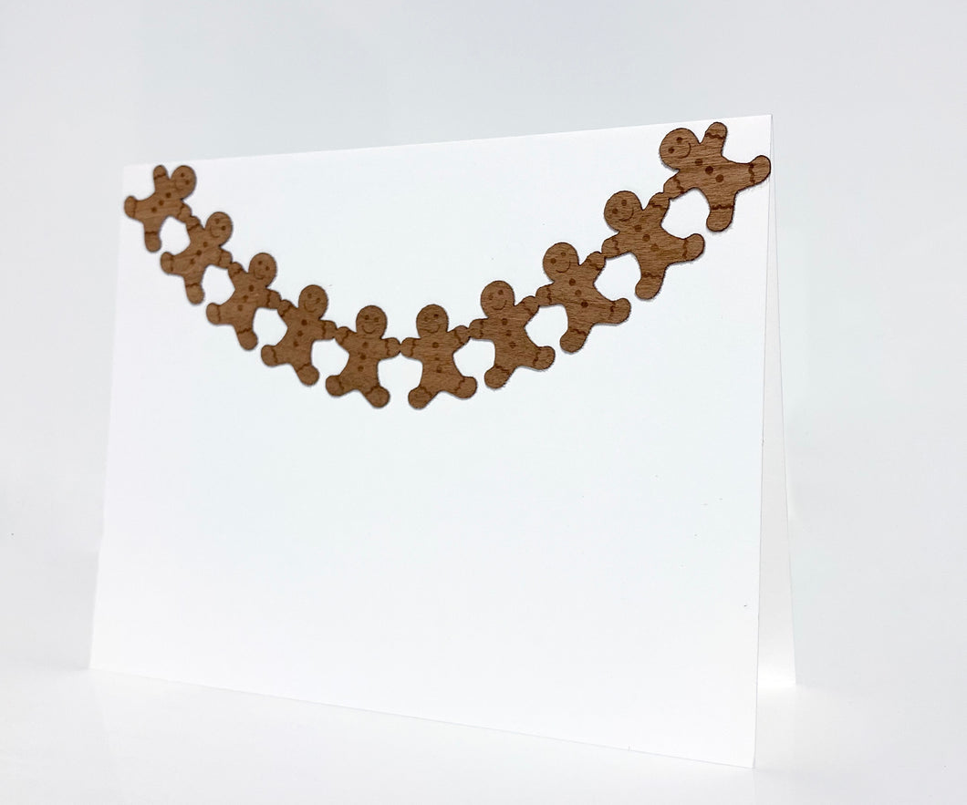 Gingerbread man wooden greeting card