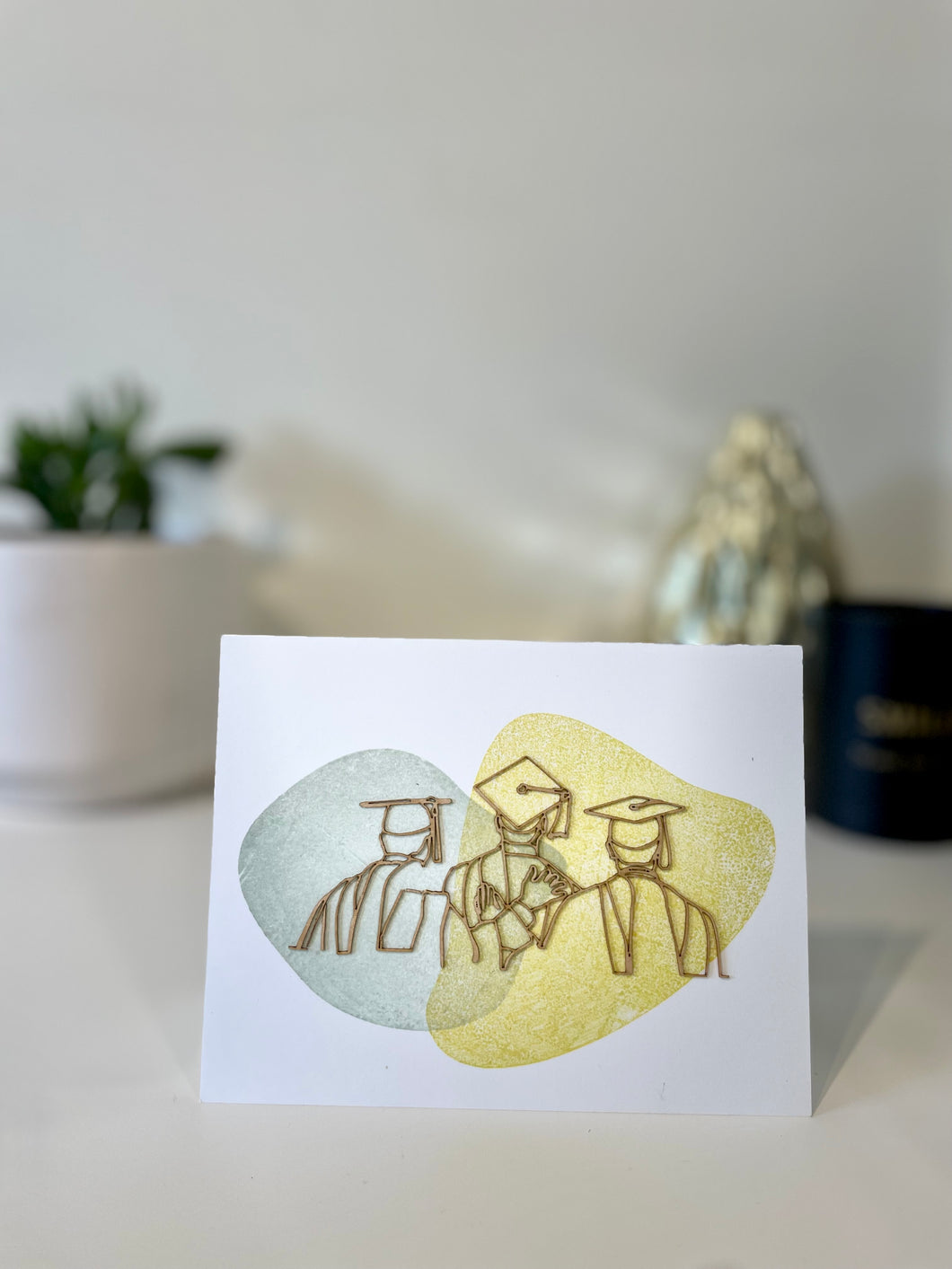 Graduation greeting card with wooden design