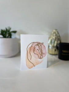 Horse greeting card with wooden design
