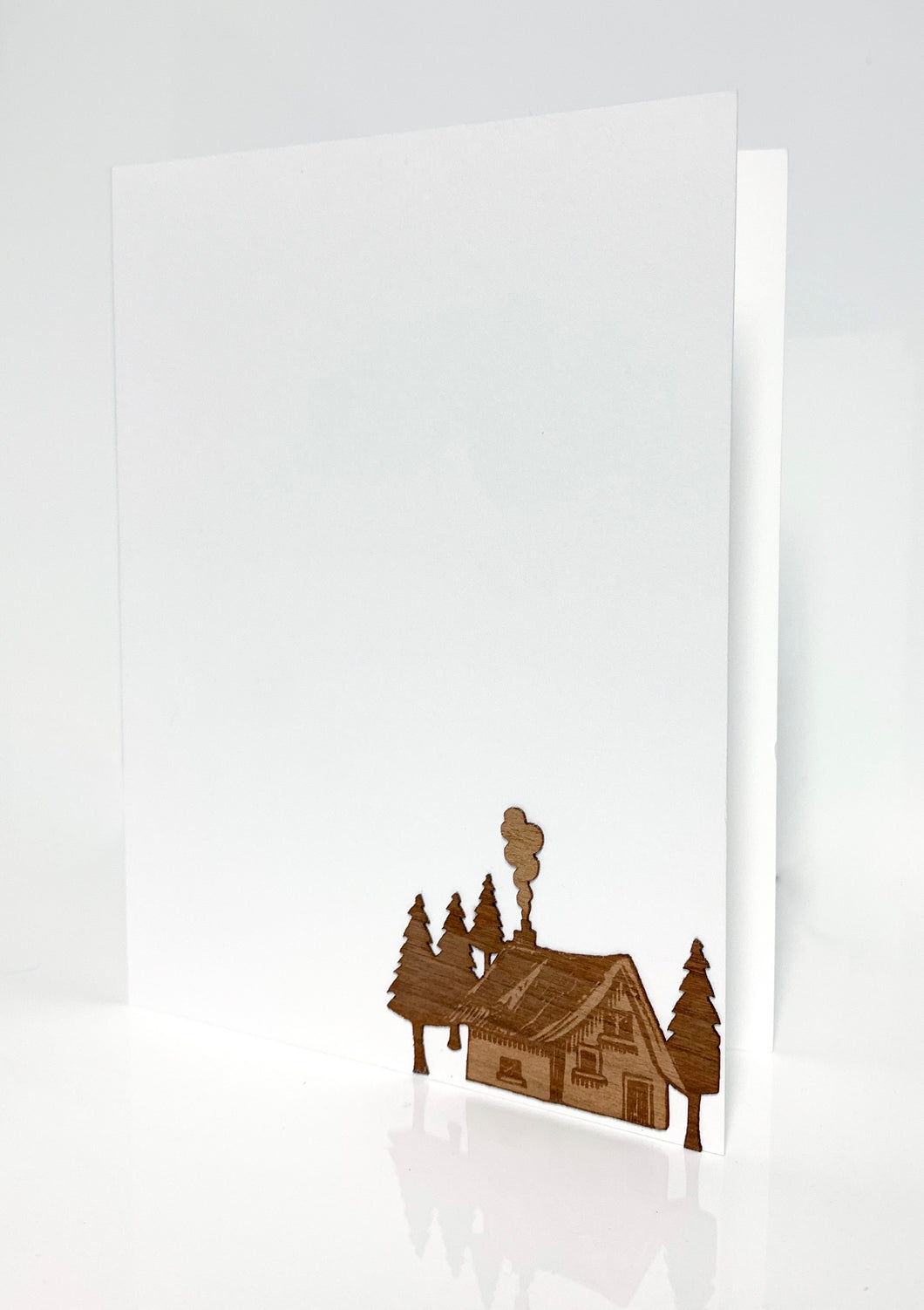 Winter house wooden greeting card