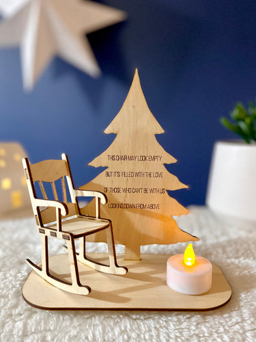 In memory wooden rocking chair
