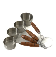 Load image into Gallery viewer, Measuring cups with mahogany hand turned handles