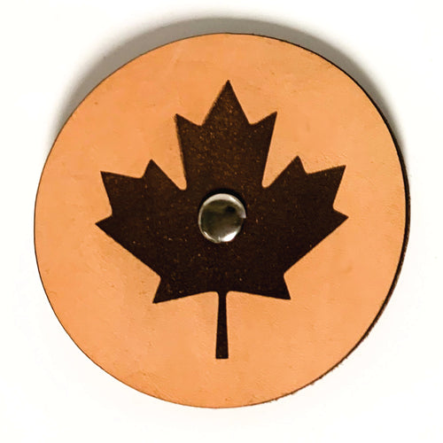Leather playing card holder - Maple leaf
