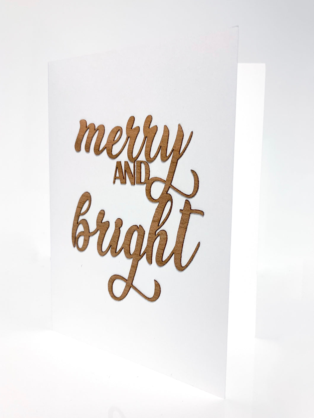Merry & Bright wooden greeting card