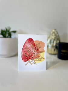 Oak leaf greeting card with wooden design