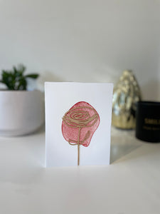 Rose greeting card with wooden design