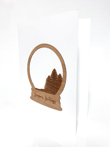 Snow globe wooden greeting card