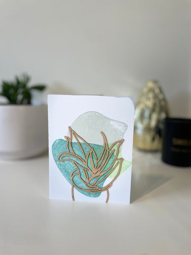 Succulent greeting card with wooden design