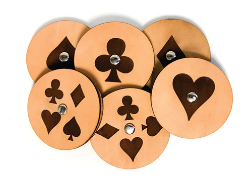 Leather playing card holder - All suits