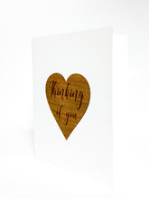 Load image into Gallery viewer, Thinking of you - heart wooden greeting card