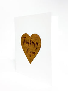 Thinking of you - heart wooden greeting card