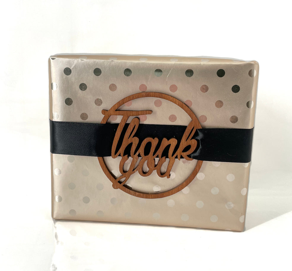 Wooden thank you round gift tag (set of 10)