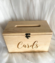 Load image into Gallery viewer, Wooden card box with metal latch and hinges