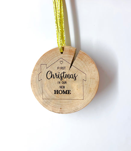 First Christmas in our home wood ornament