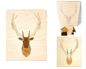 Deer wooden sticker puzzle: 12" x 16"