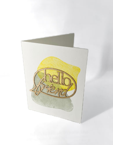 Hello friend wooden greeting card