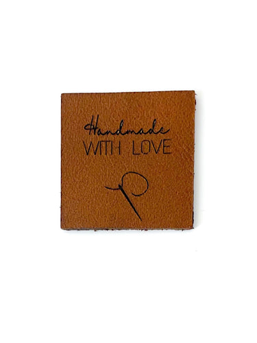 Square leather label - Handmade with love