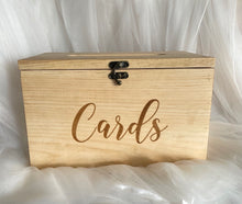 Load image into Gallery viewer, Wooden card box with metal latch and hinges