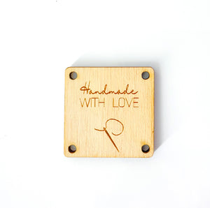 Wooden square labels - Handmade with love
