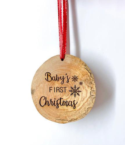 Baby's first Christmas wood ornament