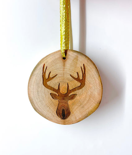 Deer wood ornament