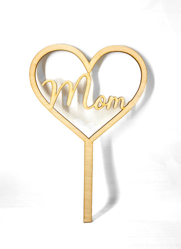 Mom wooden cake topper