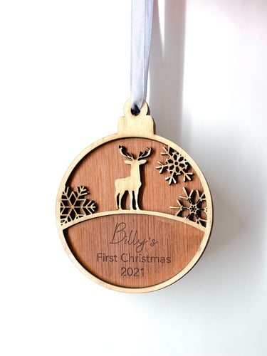 First Christmas with deer ornament